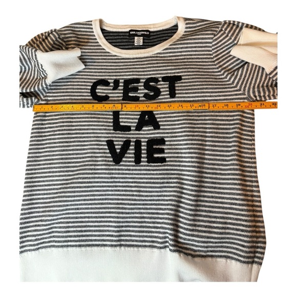 Karl Lagerfeld Black and White Striped Sweater - Picture 7 of 11